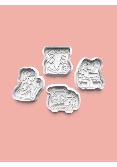 Sportif Anneler Kurabiye Kalıbı Ve Şeker Hamuru Kalıbı 4'lü Set Diğer