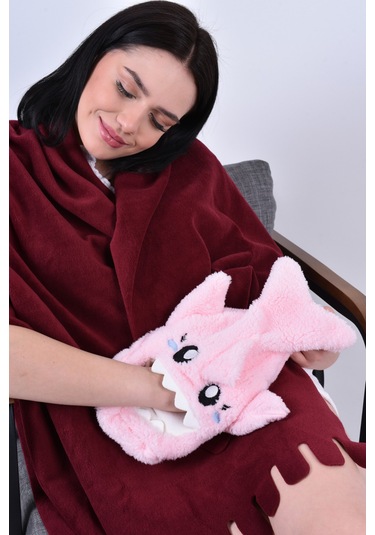 Shark Desenli Pembe Su Torbası Kılıfı Yumuşak