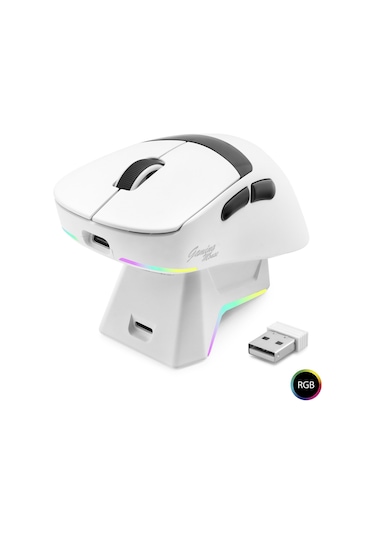 Kablosuz Gaming Rgb Mouse Şarj Standlı - Beyaz Mf1216w