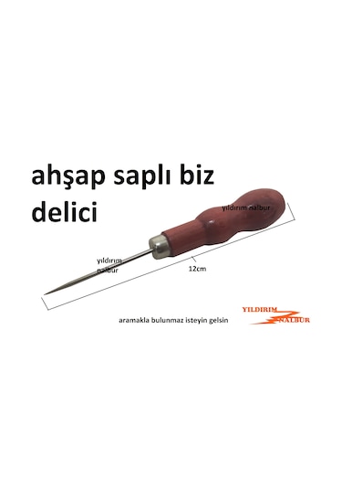 Çuvaldız Mini Boy Top Saplı Biz Ahşap Saplı Deri Delme Kemer Delm N11.659