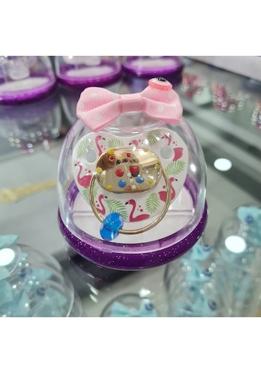 Altın Emzik Tasarım 14 Ayar Mineli Mor