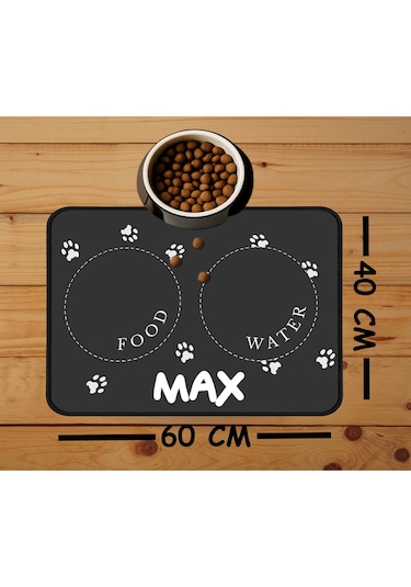 İsmli Özel Kedi Köpek Mama Paspası Ve Beslenme Altlığı Mama Önü Tuvalet Önü Paspas 40x60cm Çok Renkli