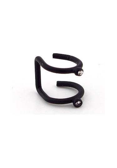 Mat Siyah Renkli Earcuff Kikirdak Küpe Taşli Sarmal Ex084 Siyah
