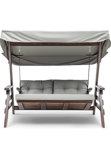 Belek Swing Ahşap Dış Mekan Bahçe Balkon & Teras Salıncağı Gri