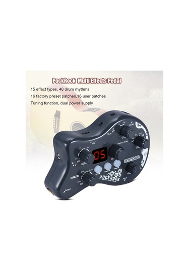 Ammoon Pockrock Portatif Gitar Çoklu Efektler İşlemci Efekt Gri