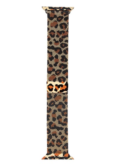 Apple Uyumlu Watch 42mm Zore Krd-01 Leopar Desenli Metal Kordon