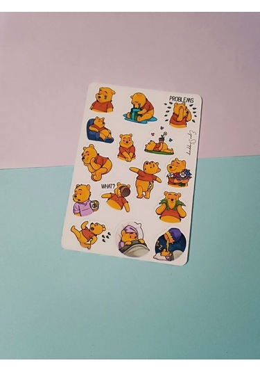Mickey Mause Donald Duck Winnie The Pooh Etiket Sticker Sarı