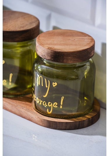 Pierre Akasya Kapaklı Kavanoz Seti - 12 Cm Açık Yeşil