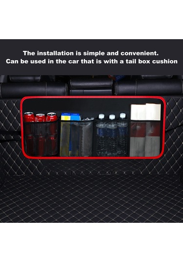 Springsun Araba Bagaj Organizer Çanta - İyileştirilmiş Model, 4 Kutu Ve 3 Çanta, Siyah-kırmızı, Oksford Kumaş Siyah