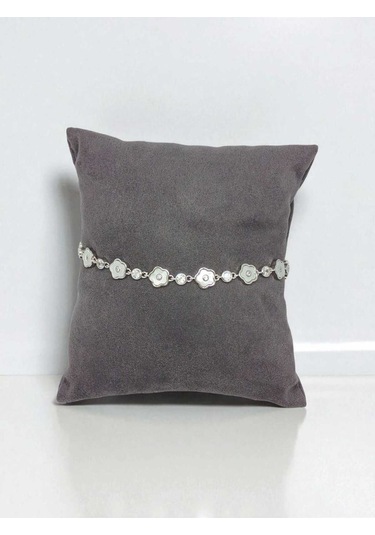 Çiçek Figürlü Parlak Ve Şık 925 Ayar Gümüş Bileklik Zarif Ve Gösterişli Tasarım Gümüş