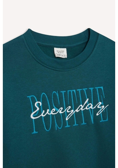 DeFacto Erkek Çocuk Bisiklet Yaka Baskılı Sweatshirt D3036A824WNGN146