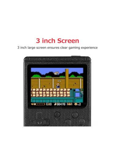 Youtek Taşınabilir 3 İnç Renkli Ekranlı El Konsolu, 400 Klasik Oyun, Av Çıkışı, Kumandalı, Siyah