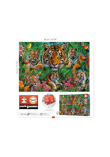 Educa Puzzle - 500 Parça Kaplan Ormanı Puzzle - 19902 - Tiger Jungle