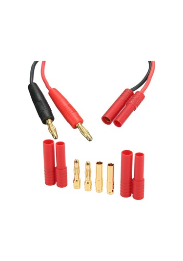 Wezone 4mm Altın Kaplı Muz Soketi 1 Çift - Esc, Batarya Ve Uzaktan Kumandalı Helikopter Bağlantısı İçin Esnek Kapaklı