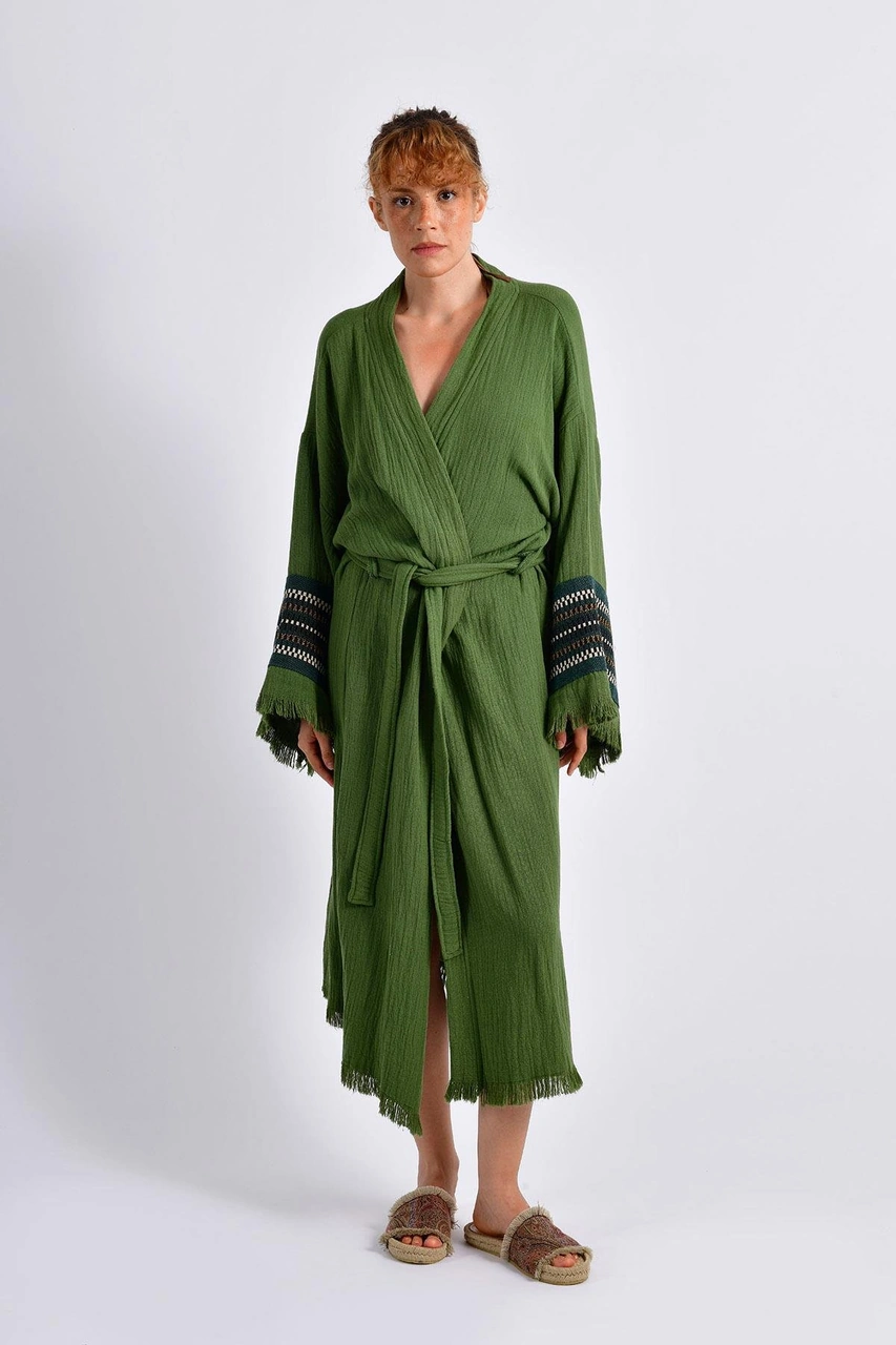 Brandsmithshop Olive Zeytin Yeşili Symbol Nomad Kimono Çok Renkli