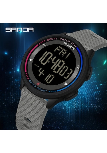 Primepickings Beyaz Erkek Spor Dijital Saati Su Geçirmez Led Ekran Alarm Kronometre Diğer