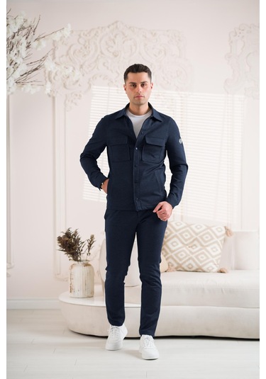 Sir Regular Fit Çıt Çıt Kapamalı Likralı Eşofman Takımı Lacivert