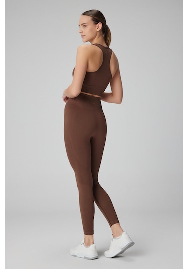 Jerf Gela Yüksek Bel, Esnek ve Toparlayıcı Spor Tayt Toprak 001