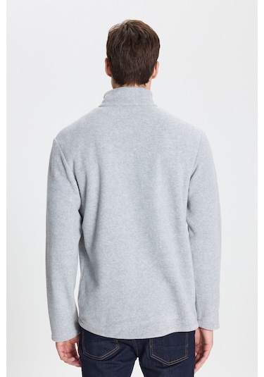 Anti-pilling Tüylenme Yapmayan Standart Fit Bato Yaka Soğuk Geçirmez Sweatshirt Polar Grı Melanj Gri Melanj