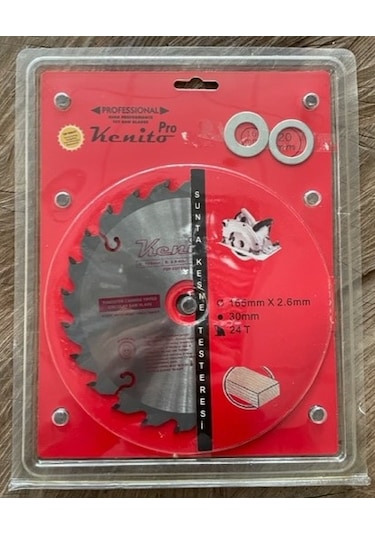 Kenito 165mm Elmas Testere Ahşap Mdf Sunta Kesici Göbek 16-20-30mm