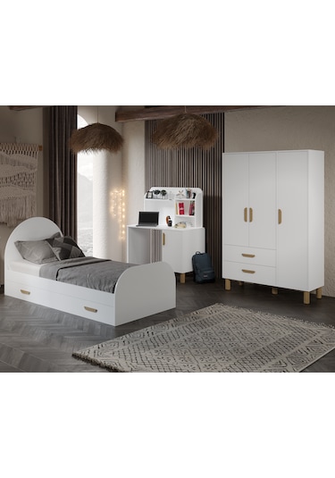 Afilli Bohem Cocuk Odası Takımı Yavrulu Masalı Tamamı Mdf Beyaz