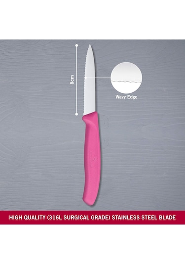 Victorinox 6.7636.L115 8 CM Tırtıklı Soyma Bıçağı Pembe