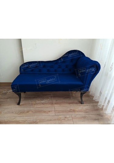 Ters Kol Dekoratif Bihter Koltuk Josefin Puf 130 Cm Siyah Ayak Sarı