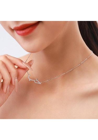 Tancise S925 Ayar Gümüş Kolye Kadın Kore versiyonu Basit Çizgi Timsah Tam Kolye Klavikula Zinciri Hayvan Boyun Zinciri
