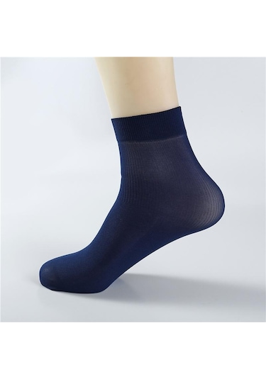 Lacivert 10/20 Çift Erkek Yaz Ultra İnce Şerit İpek Serin Antibakteriyel Bambu Elyaf Çorap 20pairs Lacivert