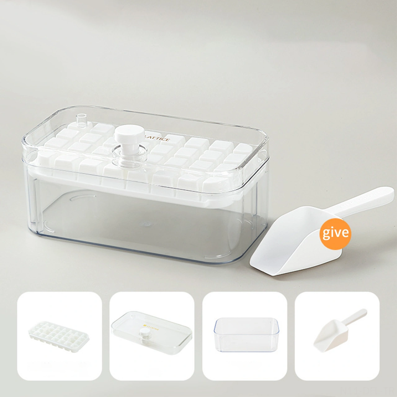 Dofolink 32 Adet Buz Küpü Kalıbı, Kapağı Ve Depo Kutusu İle Buz Kaşığı - Kolay Çıkarım Ve Boşluk Tasarrufu Sağlayan Ev Gereci Buz Depolama Seti Çok Renkli