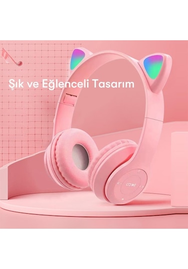 Peeq P47M Katlanabilir Kedi Kulak Kablosuz Bluetooth Kulak Üstü Kulaklık