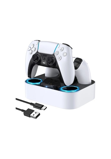 Novahub Yenidery Dual Hızlı Şarj Cihazı Ps5 Kontrolör Standı Sony Playstation 5 Dualsense Beyaz Amerika Birleşik Devletleri Beyaz