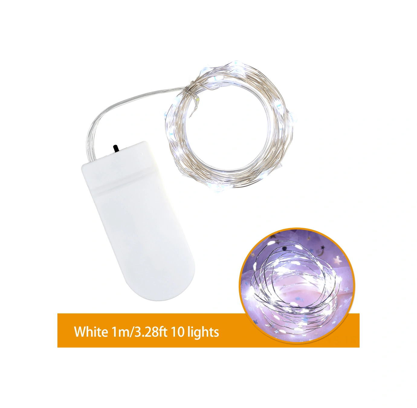 Yunboo Beyaz 1m 10 Led Pili Çi Hazlı Kupon Bakır Tel Işığı, Noel, Parti, Pasta, Çiçek Sepeti Dekorasyonu, Hediye Kutusu Işığı Pili Hediye Beyaz