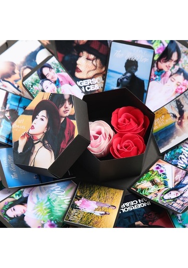 Sones Sürpriz Altıgen Çiçek Açan Kendin Yap El Yapımı Albüm Yaratıcı Fotoğraf Kutusu Yıldız Hediye Kutusu
