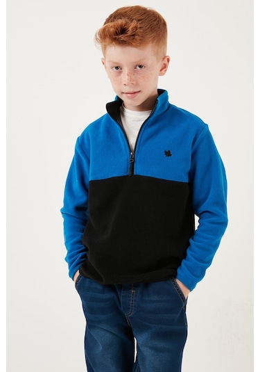 Lela Yumuşak Dokulu Yarım Fermuarlı Renk Bloklu Dik Yaka Unisex Çocuk Polar 5905004 Saks-Siyah Lela Yumuşak Dokulu Yarım Fermuarlı Renk Bloklu Dik Yaka Unisex Çocuk Polar 5905004 Saks-Siyah