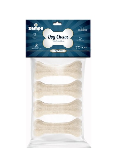 Zampa Beyaz Press Kemik Köpek Ödülü 4 Adet 30-40 G