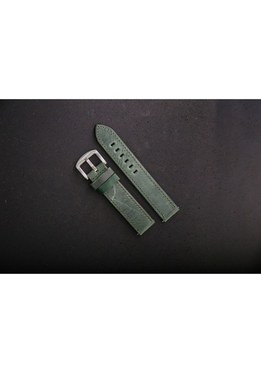 Hakiki Deri 20mm Akıllı Pimli Saat Kordonu Yeşil