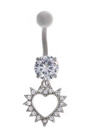 Kadın Kalp Model Tektaş Model Çelik Piercing Gümüş