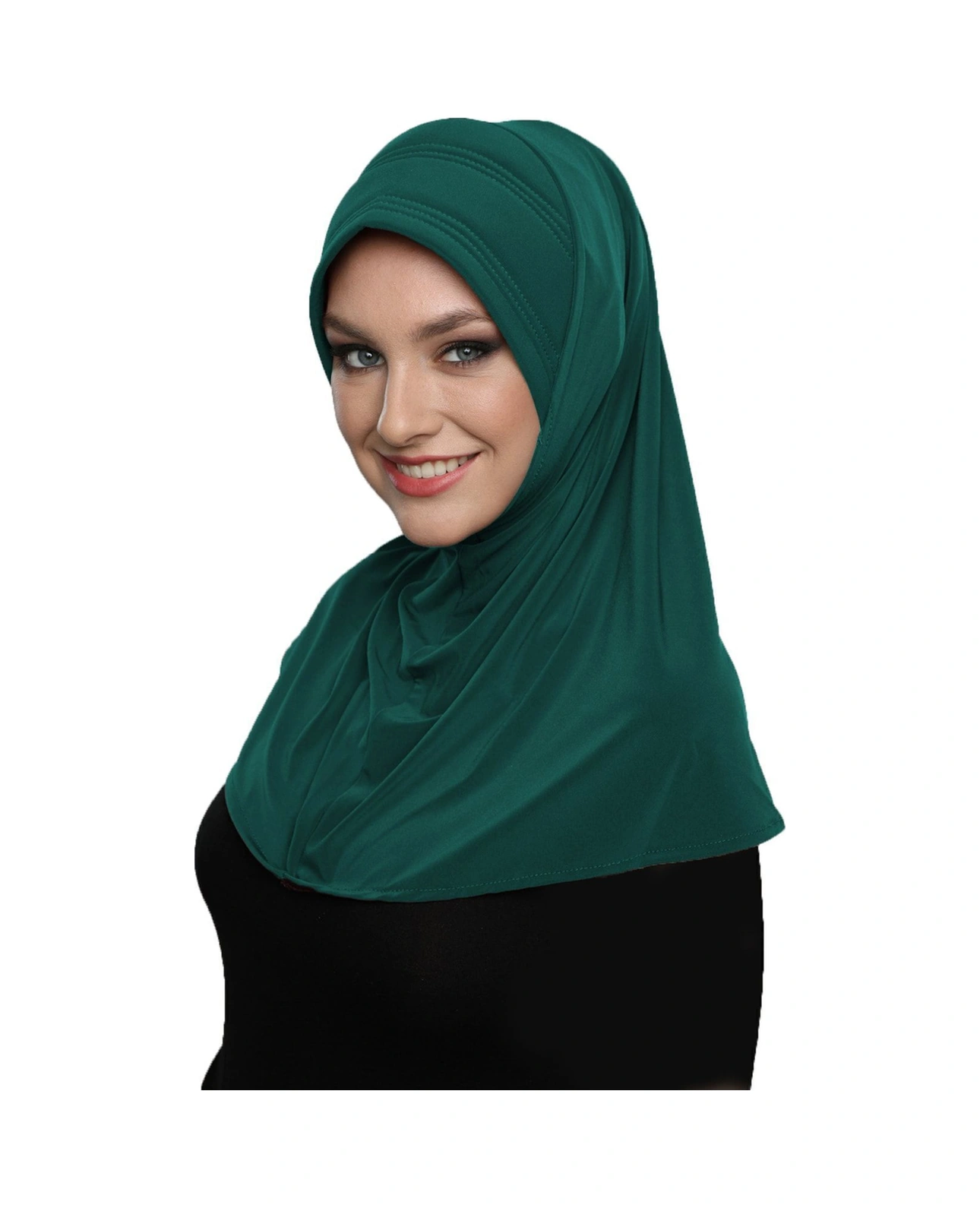 Takmatik Sade Yeşil Hazır Türban Tesettür Havuz Bonesi Namaz Örtüsü Hürrem