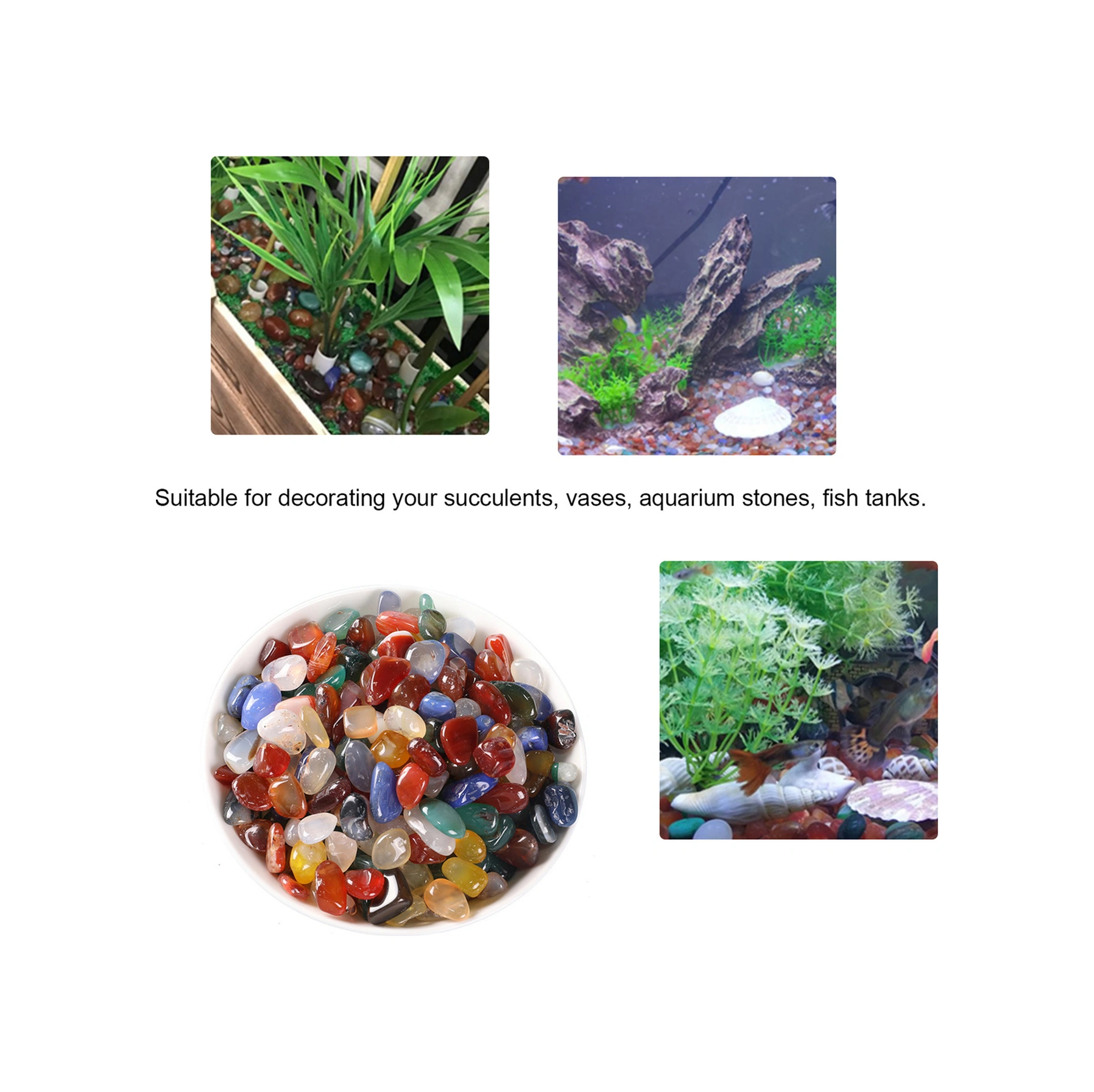 Neevoyu Doğal Renkli Ayaraklanmış Agate Taşları, 9-13mm, 500g, Dıy Akvaryum Dekorasyonu, Doğal Safsata İçerir