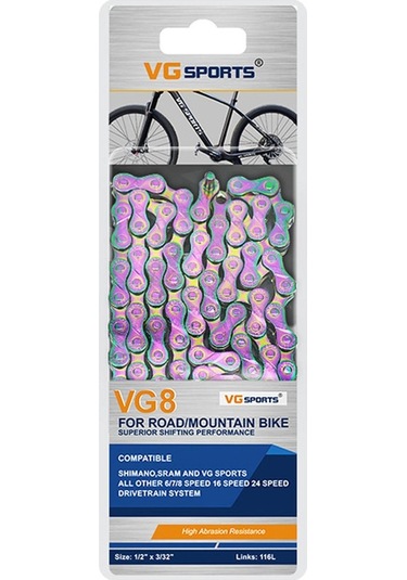 Dinosaurs Store Bisiklet Zinciri 116 Bağlantı Kompakt Yarış Mtb Yol Bisikleti Spor Hızlı Bağlantı-rainbow, 8 8 Speed Gökkuşağı Altın