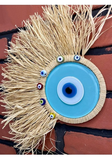 El Yapımı Yelpaze Model Rafya Nazar Duvar Süsü M099