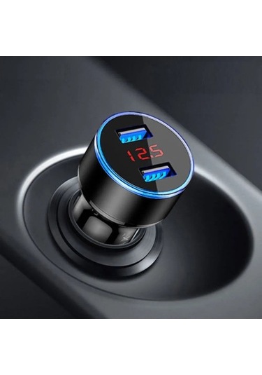 Ulzyvf Usb Soketi Sigara Şarj Portlu Lcd Ekran Cihazı Çift Çakmak Araç 3.1a 2 12-24v Gy