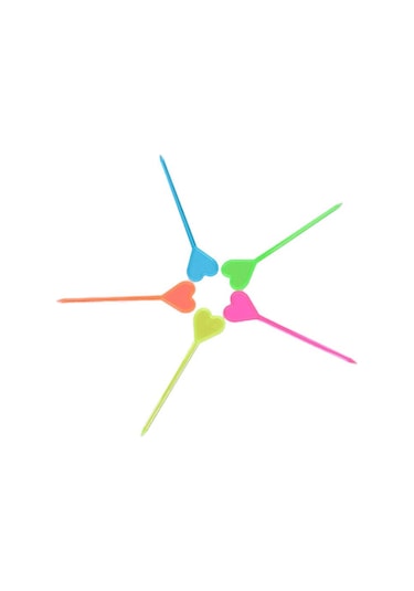 50 Adet Plastik Tek Kullanımlık Çatal Sopa Yiyecek Kürdanları Kalp Ok Tatlı Meyve Çatalları