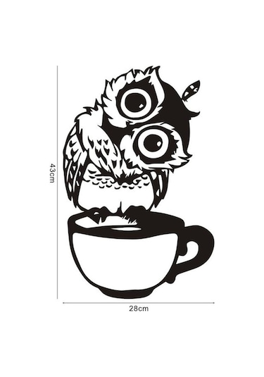 Komik Karikatür Baykuş Fincan Çay Kahve Mutfak Çıkartmaları Ev Dekor Oturma Duvar Sticker İçin Diğer