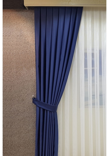 Mat Saten Lacivert Fon Perde Lacivert