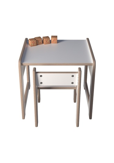 Montessori Çocuk Oyun Ve Aktivite Masası Ve Sandalye Beyaz