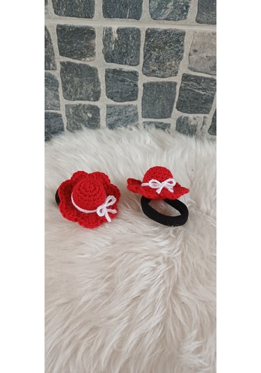 Şapkalı Lastik Toka -kurdeleli Şapka Toka Kırmızı