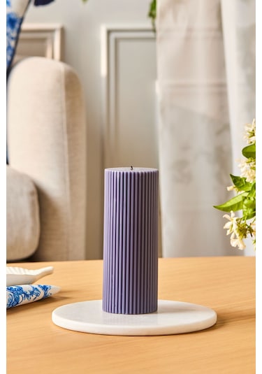 Karaca Striped Tırtıklı Sütun Mum 15 cm Antrasit