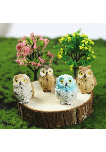 Sones 4 Adet/takım Mini Simülasyon Baykuş Bahçe Dekoratif Hayvan Süsleri